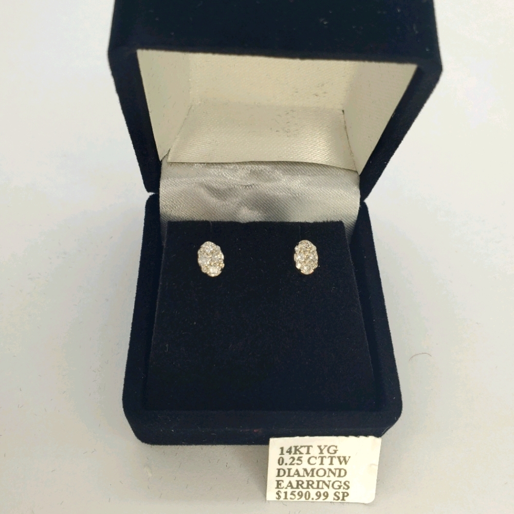14kt SOLID YG - Diamond Earrings